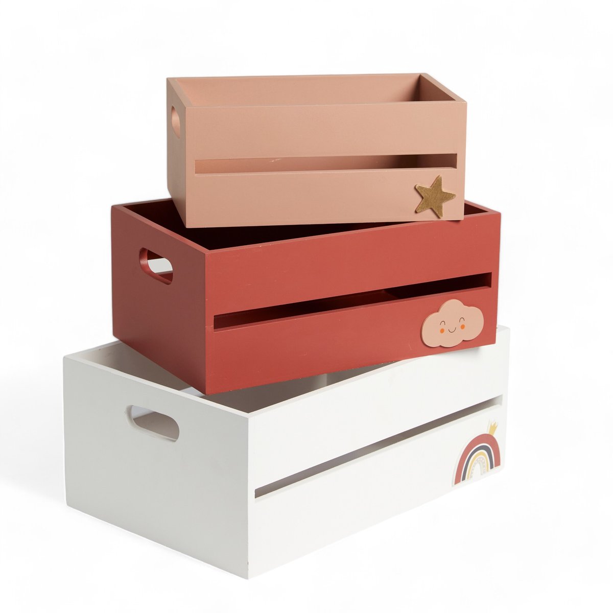Lot de 3 caisses LA TETE DANS LES NUAGES rose, FACTORY