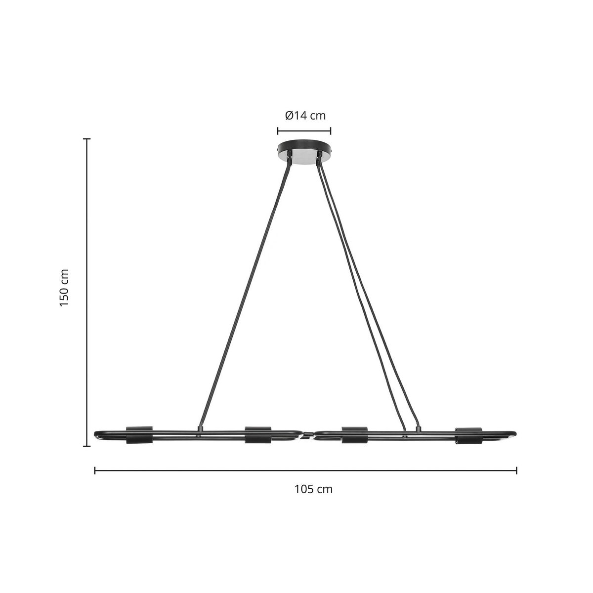 Suspension en métal design, Tornike noir mat, LUCANDE
