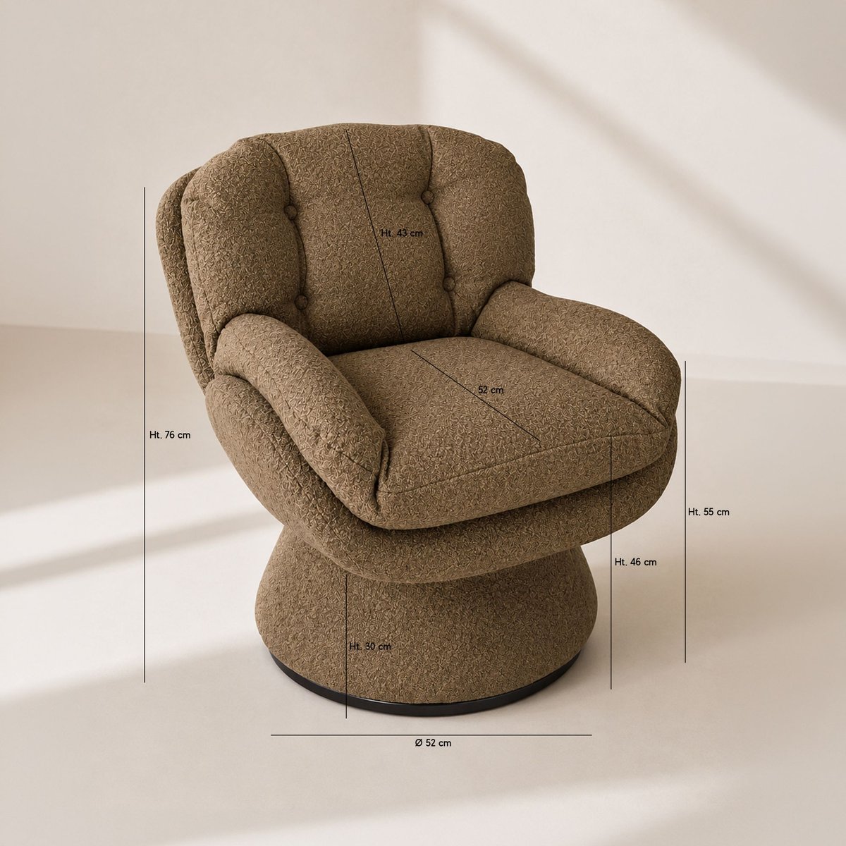 Fauteuil en tissu, GUSTAVE marron, NOW'S HOME