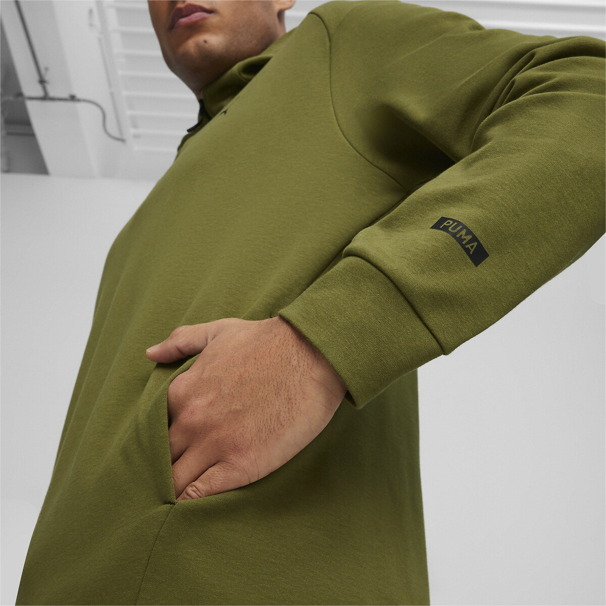 Sweat demi-zippé RAD/CAL vert olive, PUMA