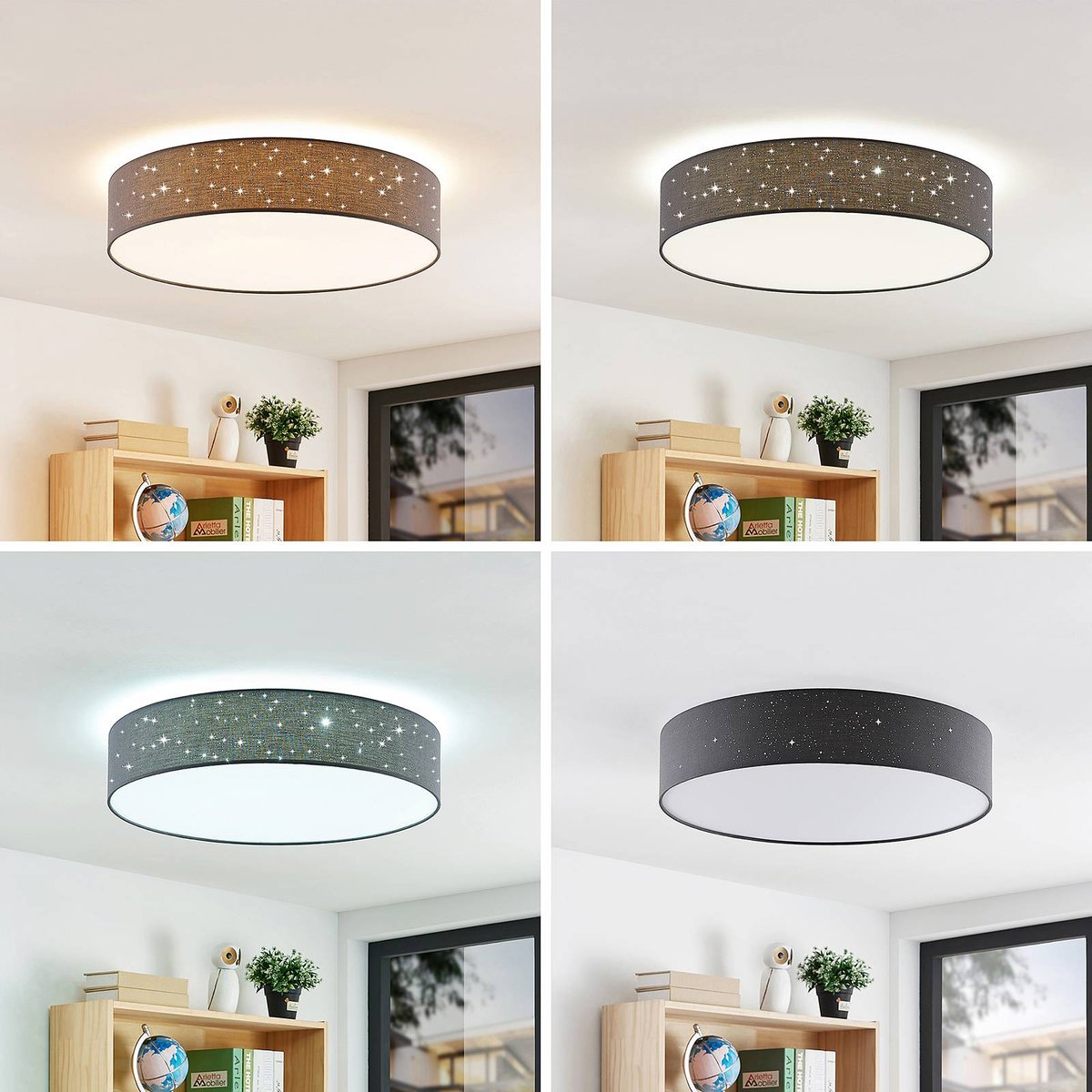 Plafonnier en textile moderneLED, Ellamina anthracite, LINDBY