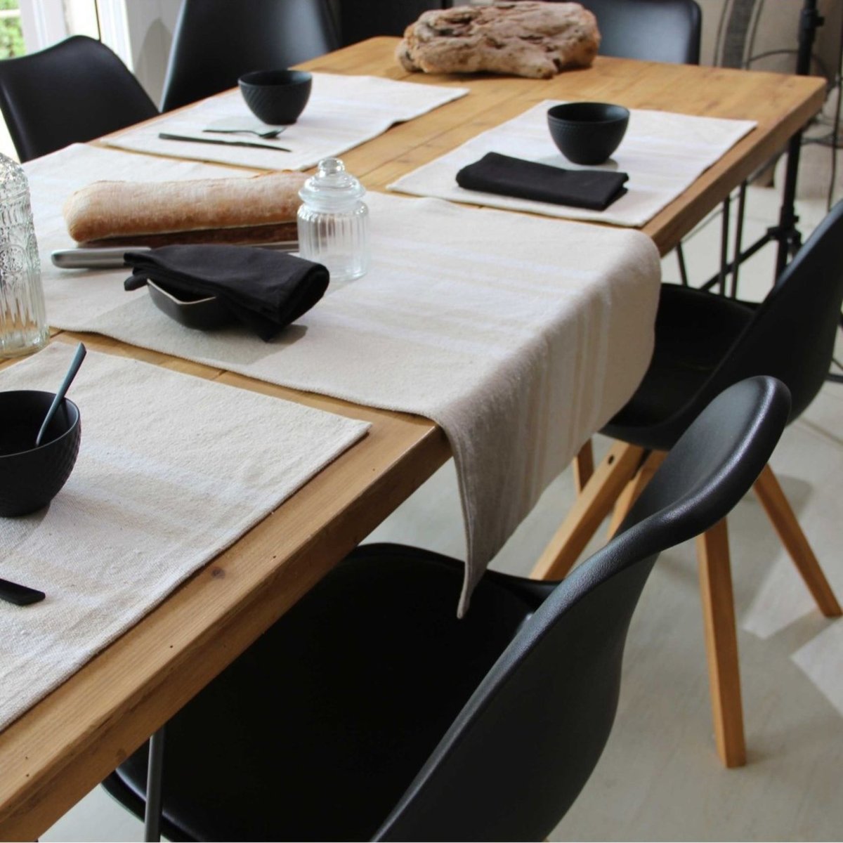 Chemin de table coton épais Rustique ecru, SUD ETOFFE