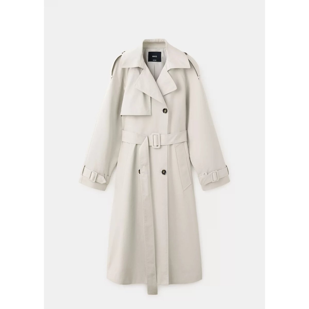 Trench long double boutonnage gris clair/pastel, MANGO