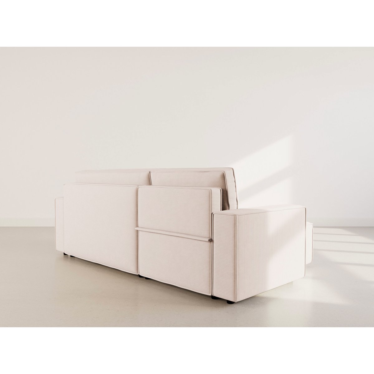 Canapé d'angle convertible velours côtelé, HECTOR beige, BEST MOBILIER