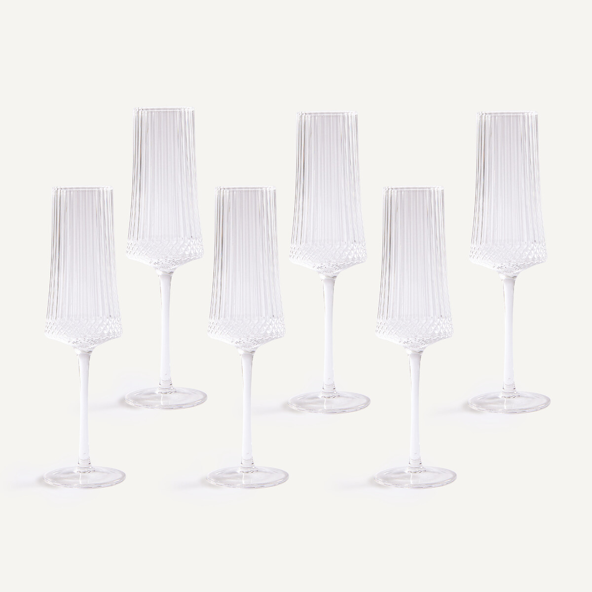 Lot de 6 flûtes à champagne, en verre ciselé, ALUR transparent, AM.PM