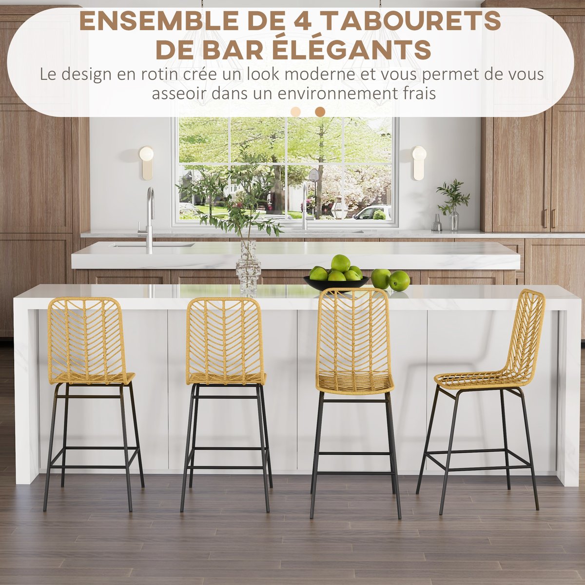 Tabouret de bar Acier Jaune jaune, noir, HOMCOM