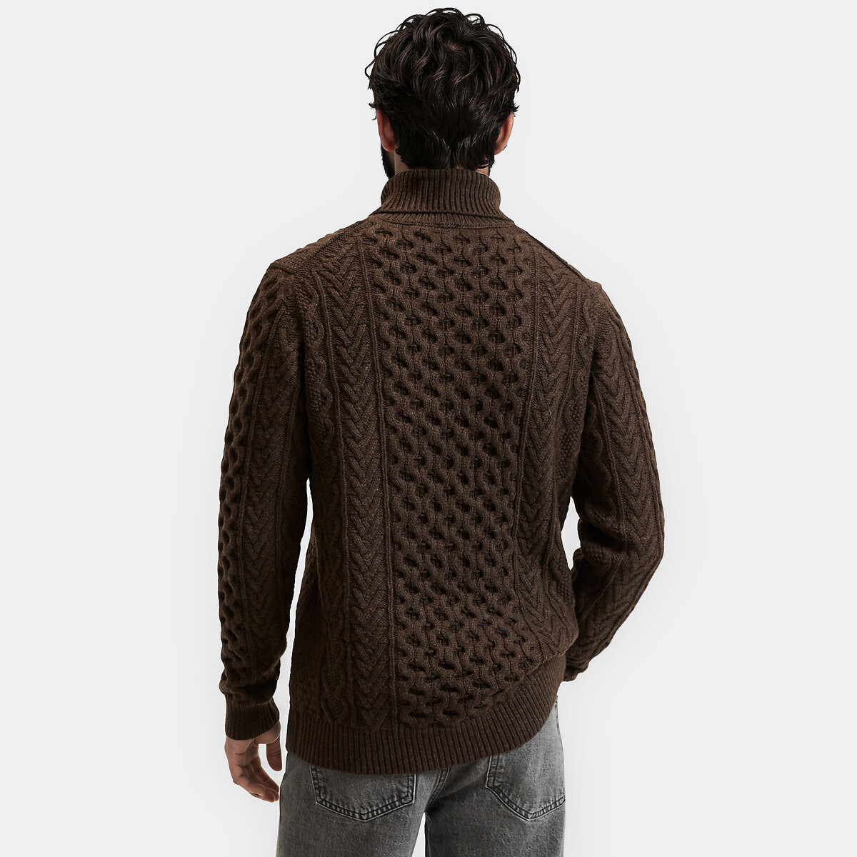 Pull col roulé maille torsadée, Signature GAUTHIER marron, LA REDOUTE COLLECTIONS