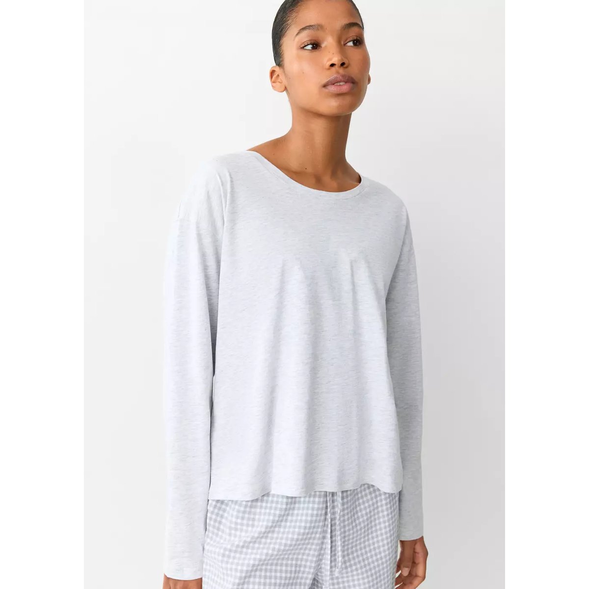 Pyjama à carreaux vichy gris chiné clair, MANGO TEEN