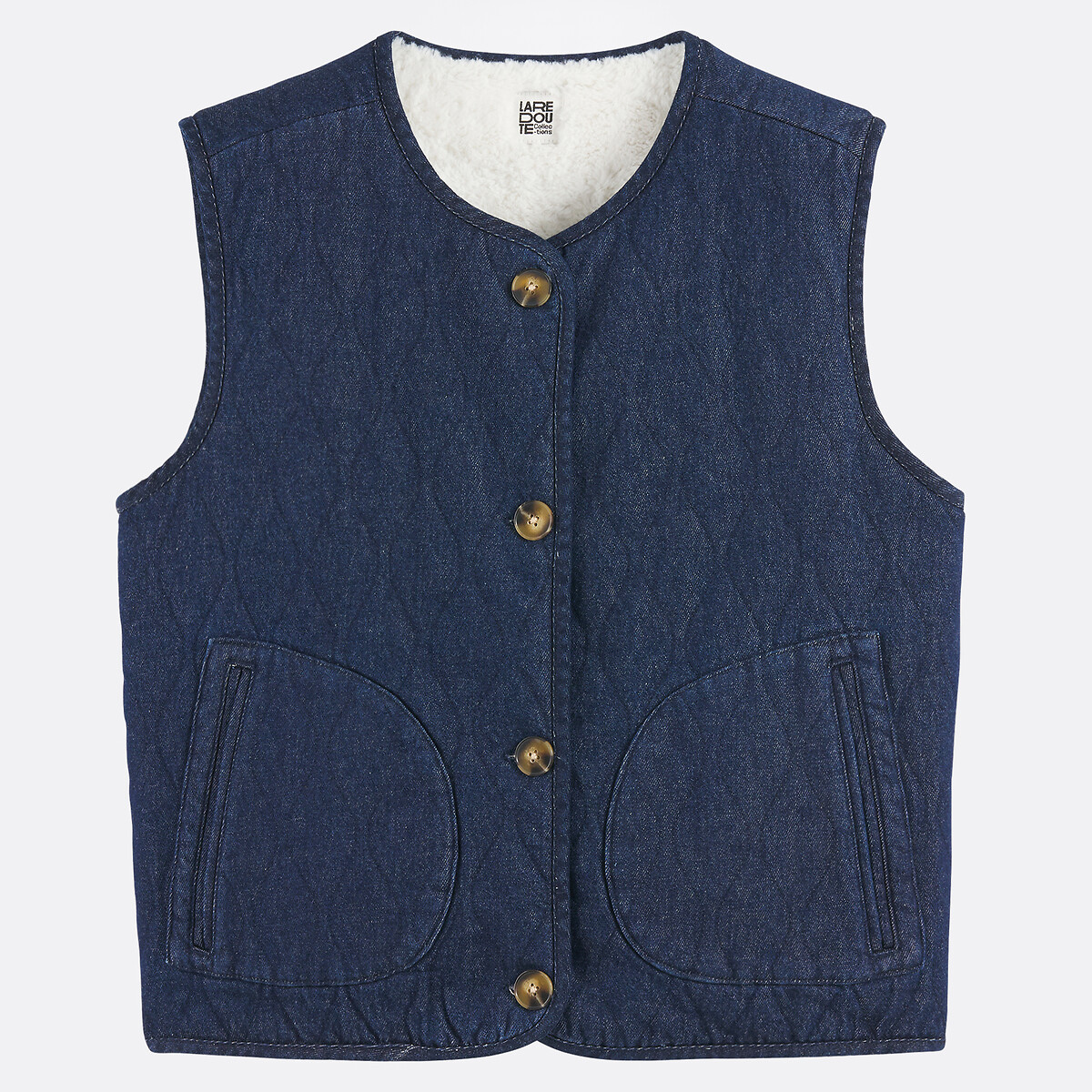 Reversible Cardigan in Quilted Denim untreated blue, LA REDOUTE COLLECTIONS