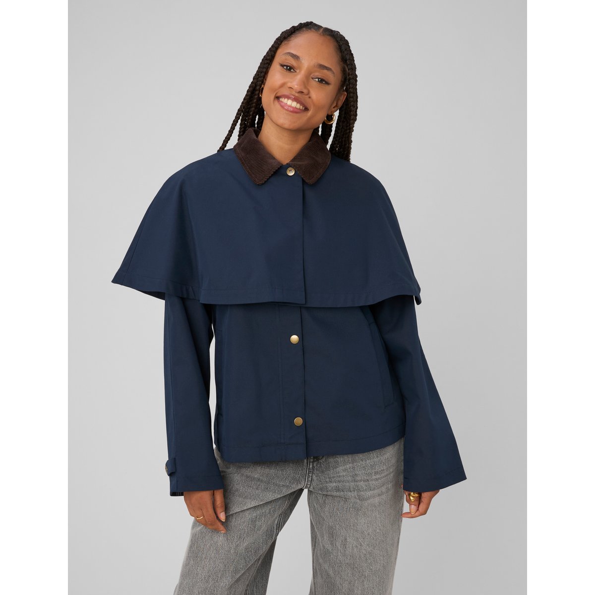 Veste cape amovible bleu foncé, BZB