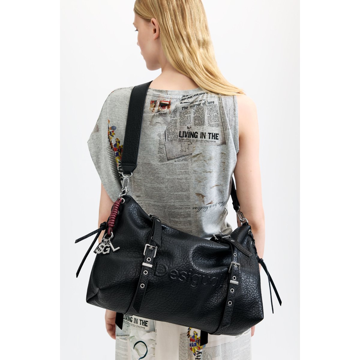 Grand sac shopping noir, DESIGUAL