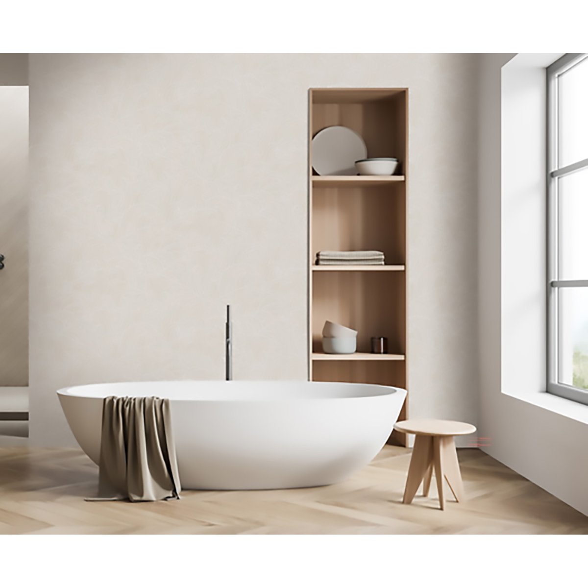 Papier peint vagues japonaises beige, HEXOA