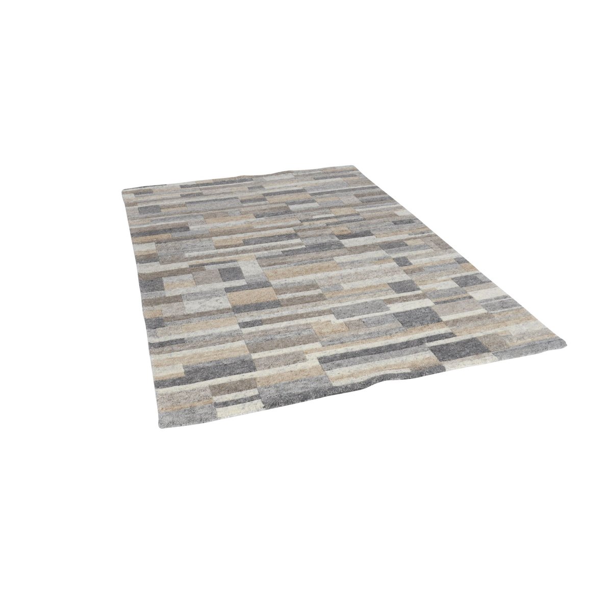 Tapis en laine vierge noué à la main avec motifs géométriques - Medan Natur natural, THEKO