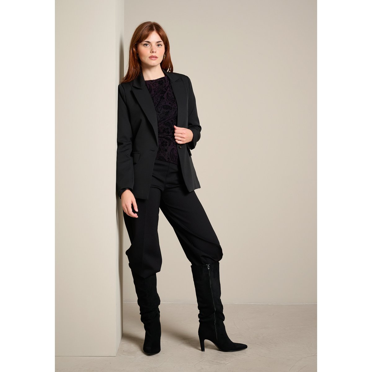 Top en résille motif cachemire noir, LOLALIZA