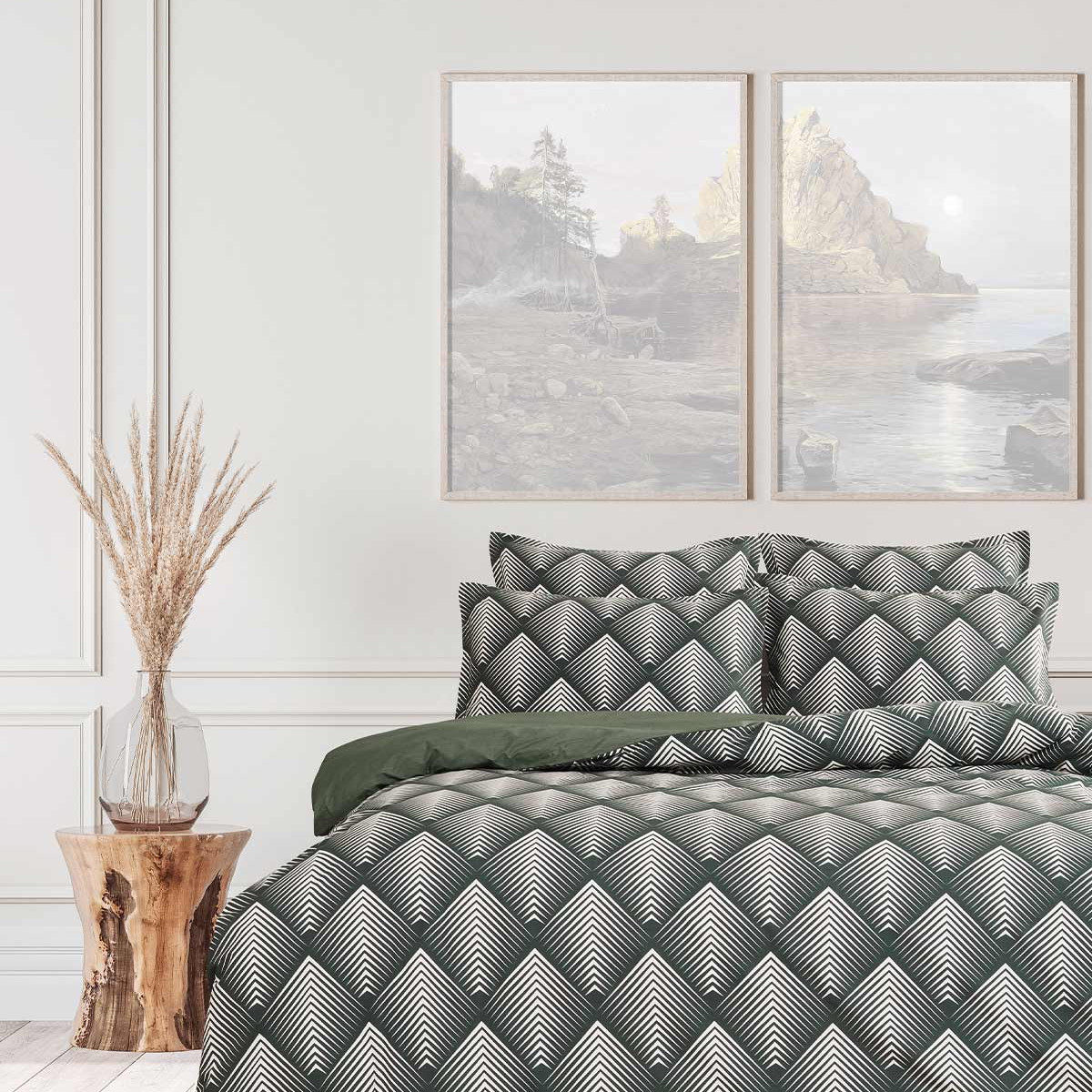 Housse de couette en percale de coton MONDELO eucalyptus, SENSEI MAISON