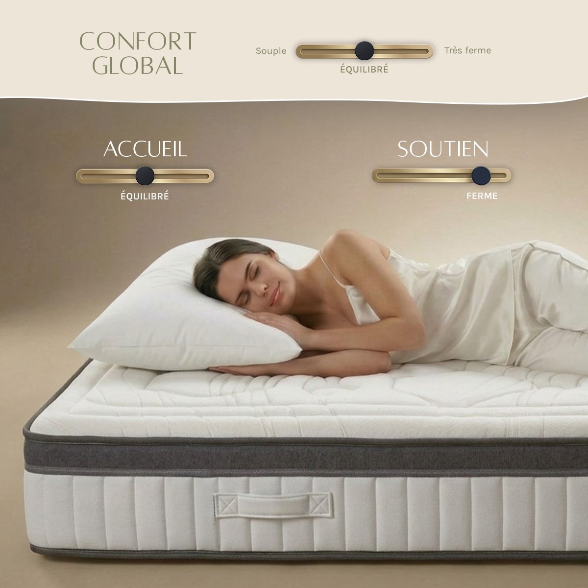 Ensemble Matelas ALTESSE et Sommier SÉLÉNA blanc, MAISON AUBERTIN