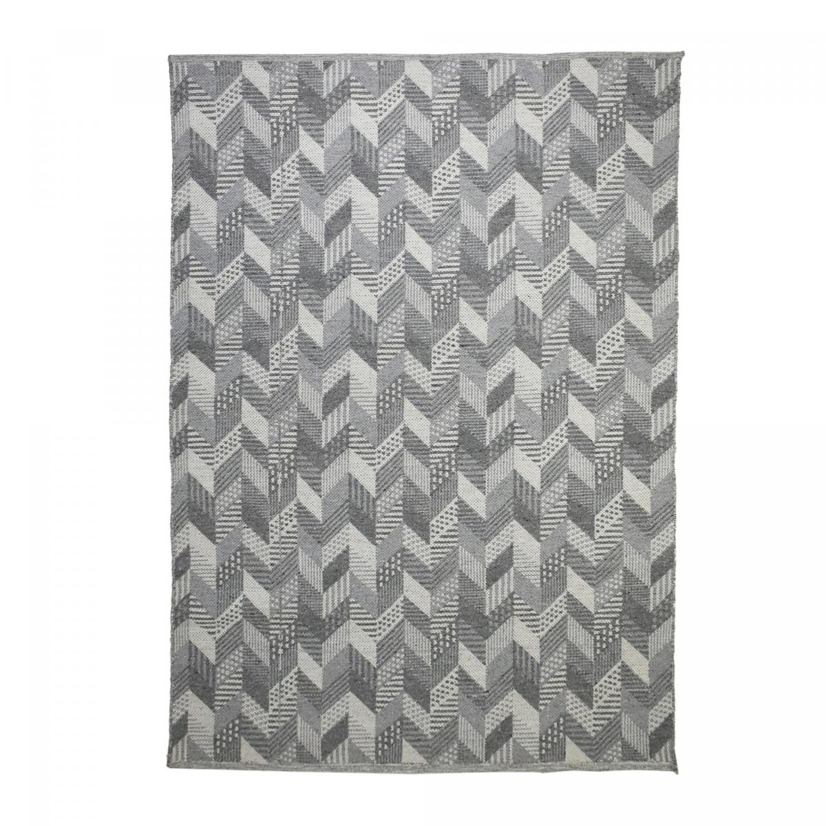 Tapis kilim fait à la main en coton motif géométrique gris, UN AMOUR DE TAPIS