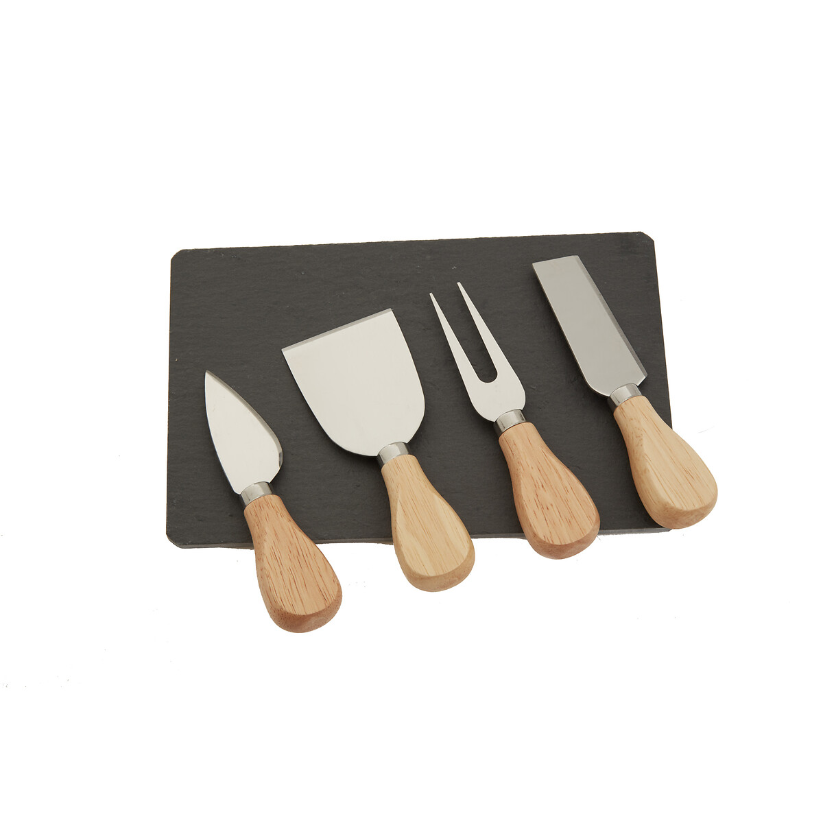 4-Piece Slate Cheese Board & Knives Set black, SO'HOME