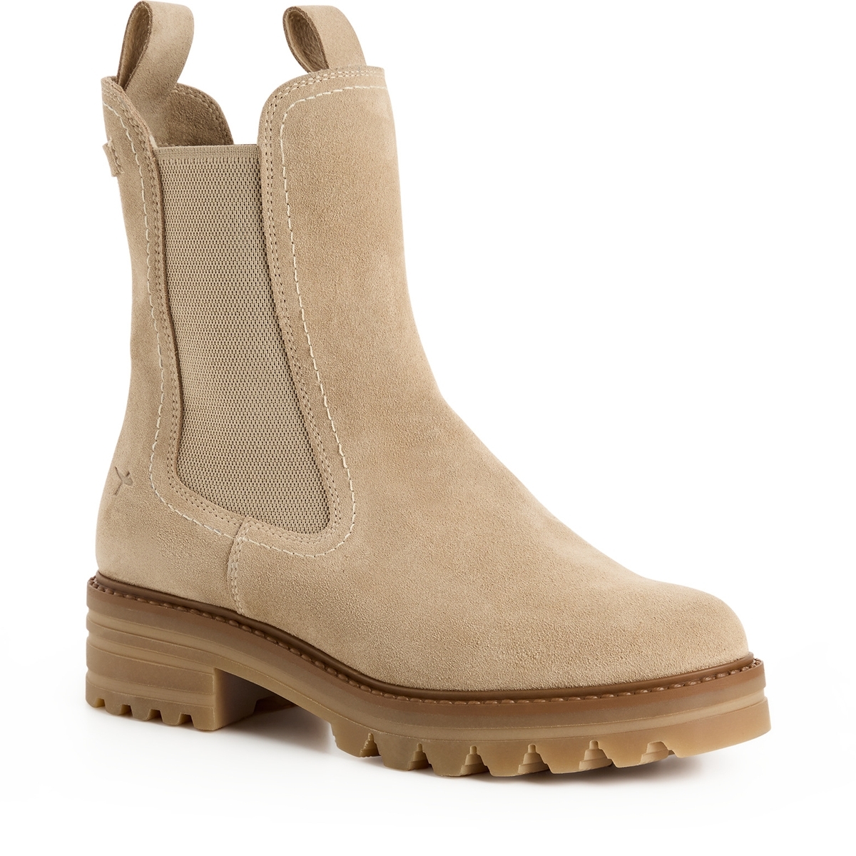 Bottine Chelsea en cuir beige beige, TAMARIS
