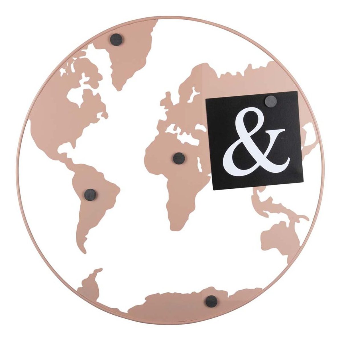 Tableau D'affichage Le fer WORLD MAP rose clair, PRESENT TIME