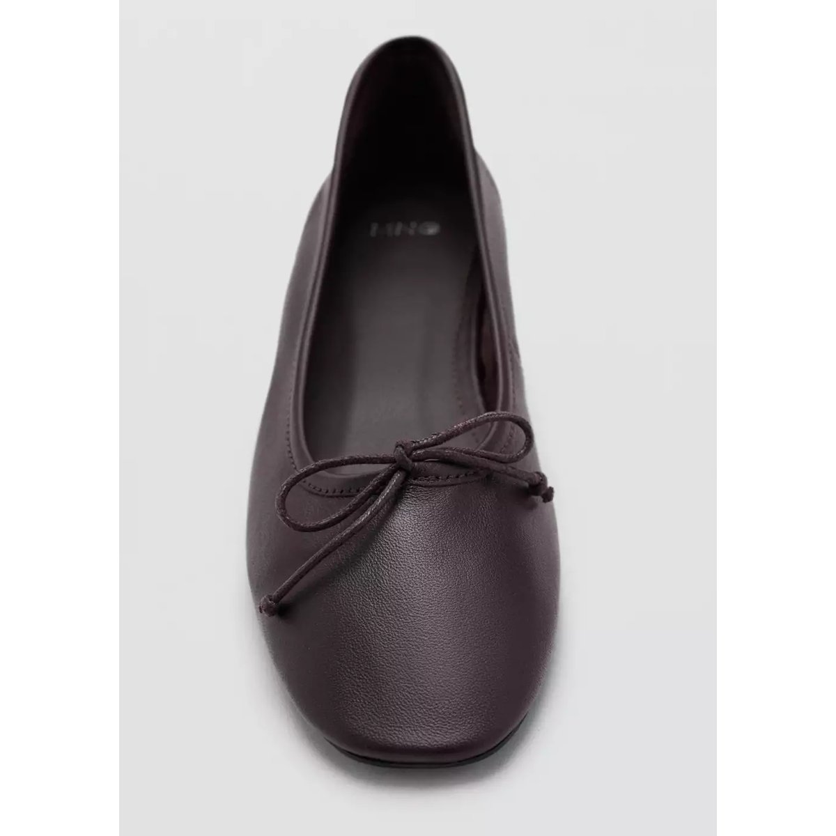 Ballerines talon cuir nœud bordeaux, MANGO