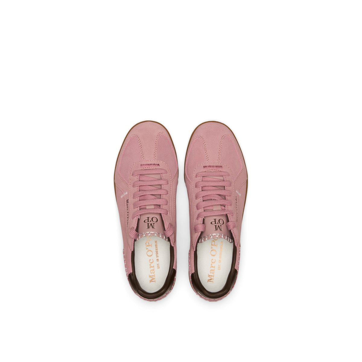 Sneaker modèle Charlie en cuir velours doux rose, MARC O'POLO