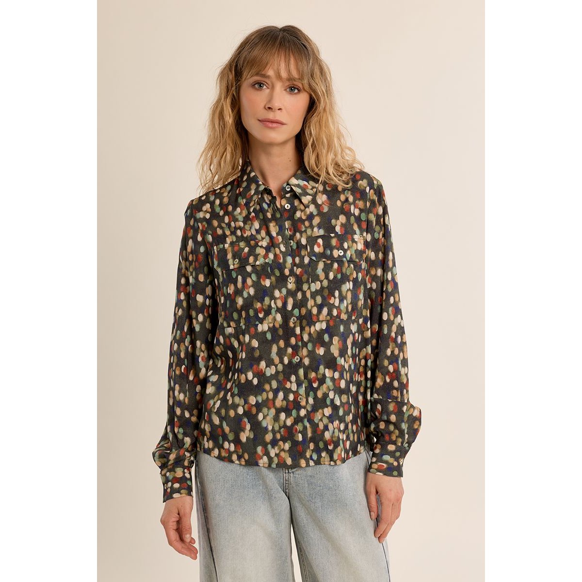 Chemise courte motif pois khaki suzie, MOLLY BRACKEN