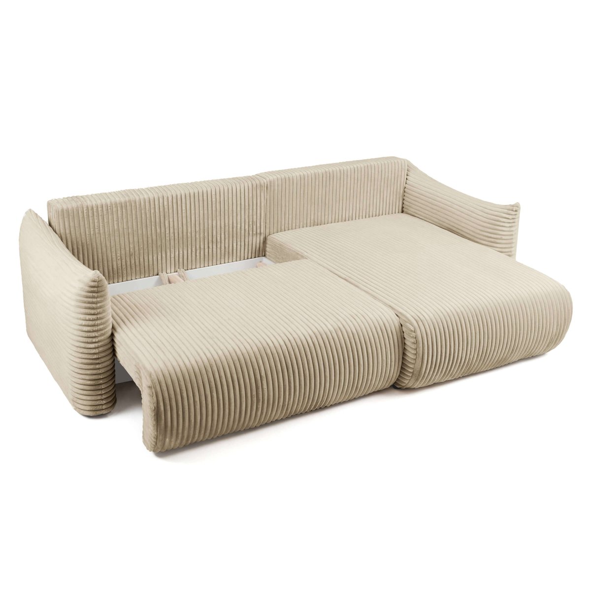 Canapé d'angle convertible velours  GLORIA beige, BAÏTA
