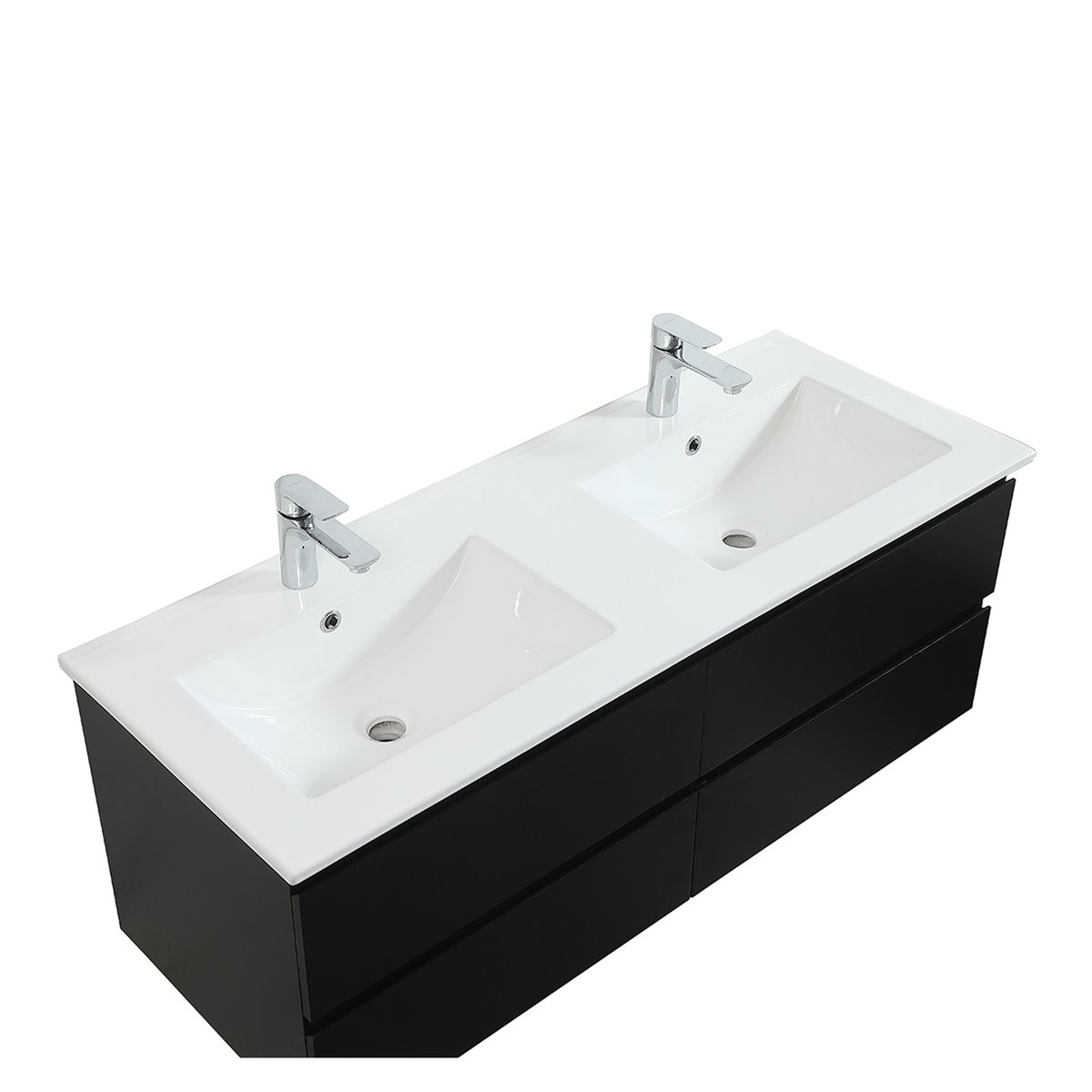 Meuble double +vasque+miroir+colonne SORRENTO noir carbone, MOB IN