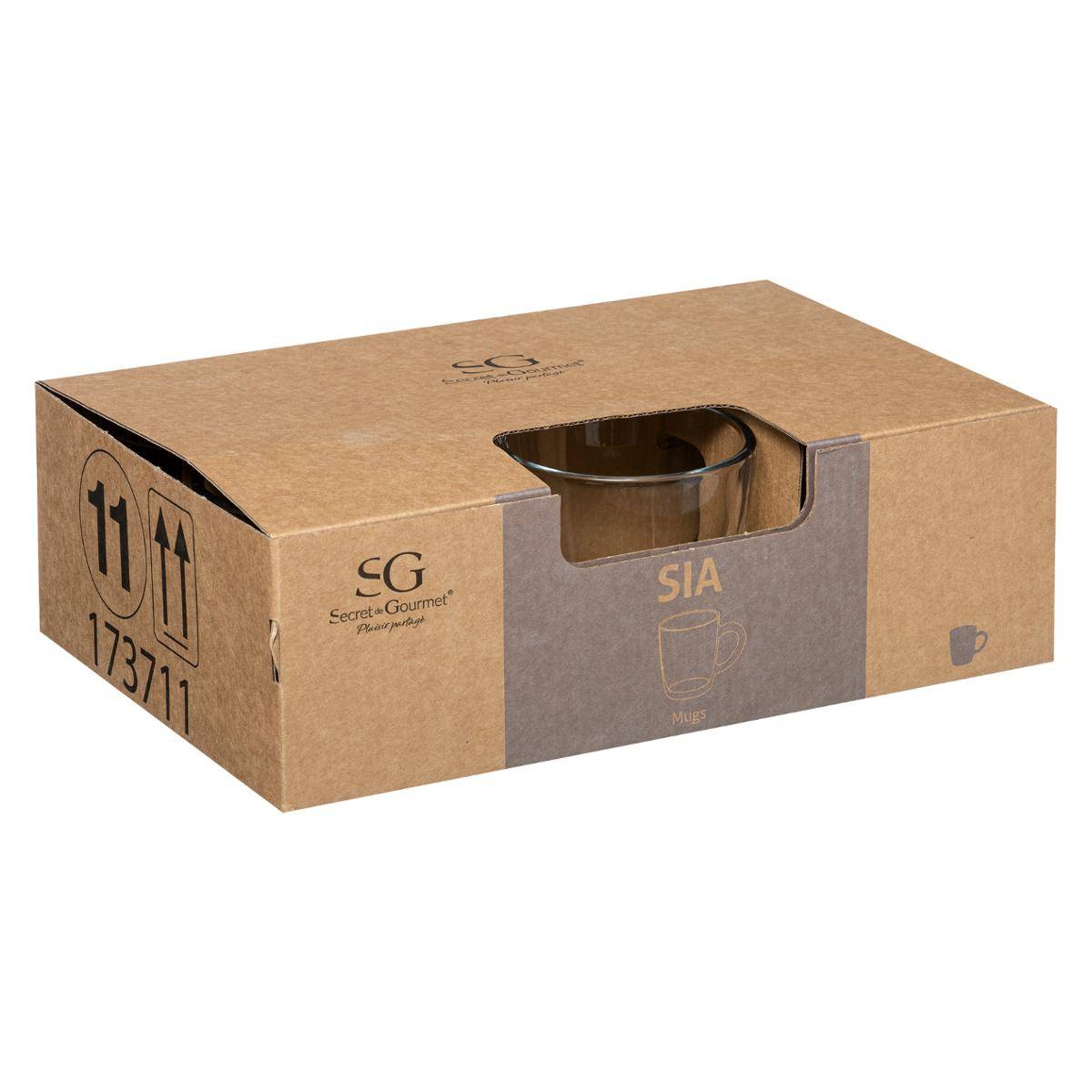 Lot de 6 mugs en verre SIA transparent, SECRET DE GOURMET