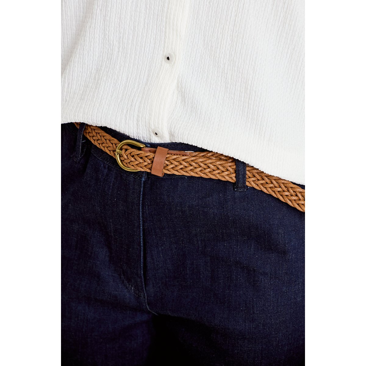 Jeans chino avec ceinture denim brut, CACHE CACHE