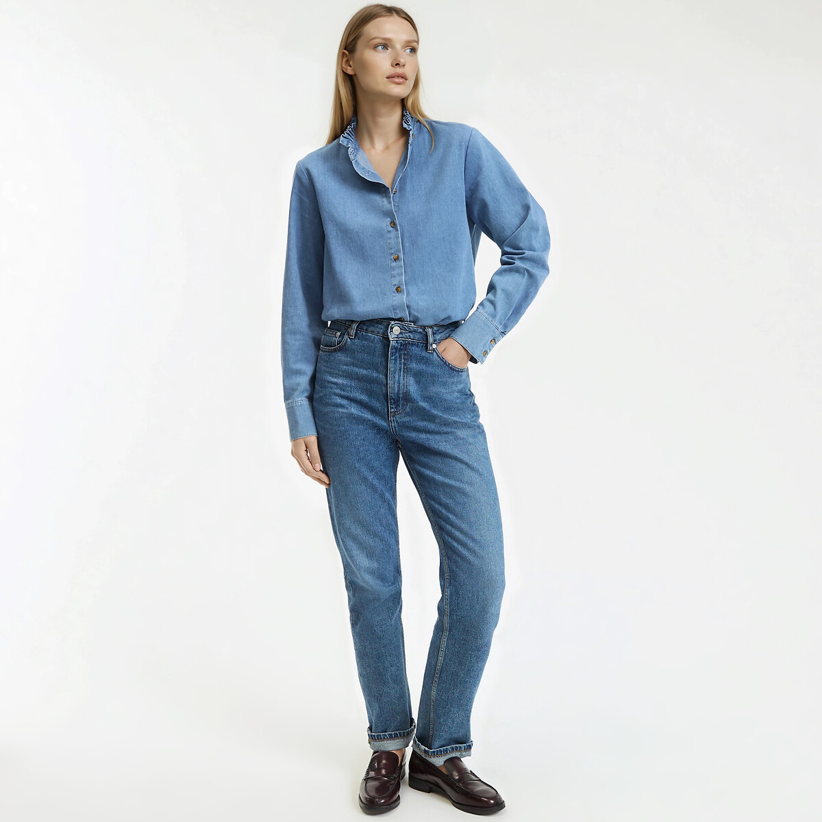 Chemise col victorien, manches longues double stone, LA REDOUTE COLLECTIONS