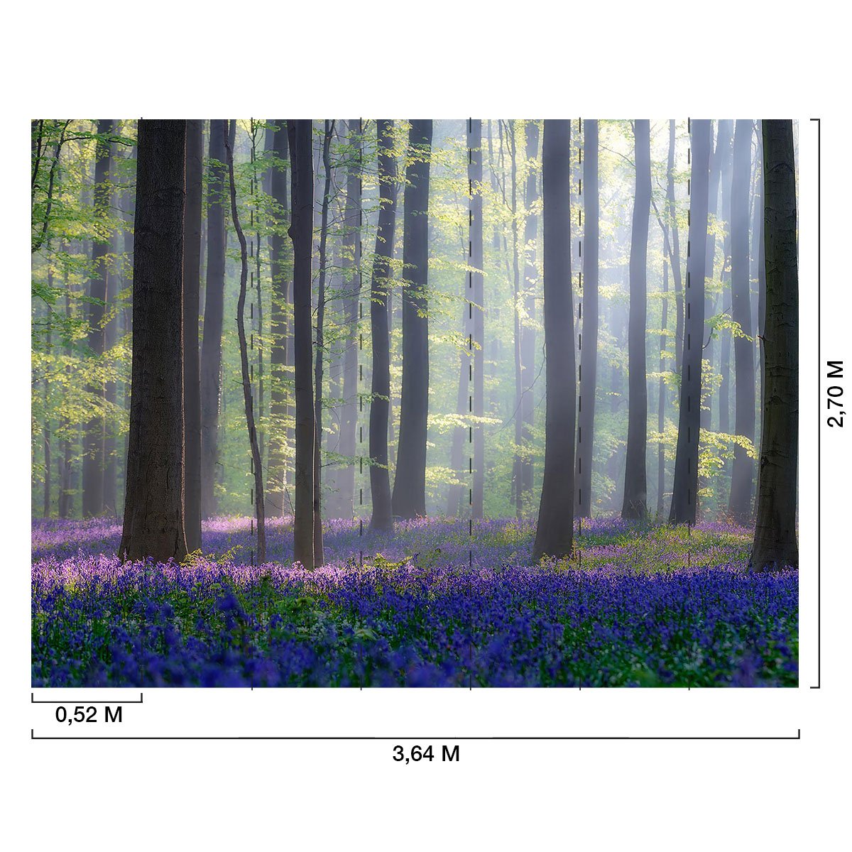 Papier peint panoramique jacynthes et sous bois intissé, HEXOA