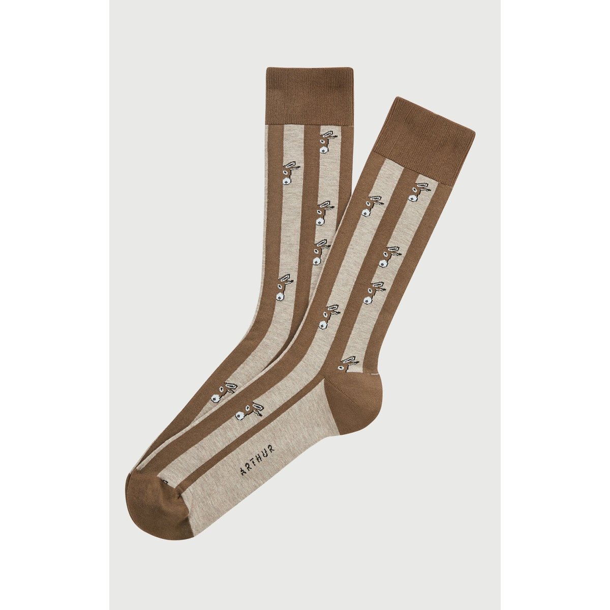 Chaussettes en coton imprimé Âne Beige beige, ARTHUR