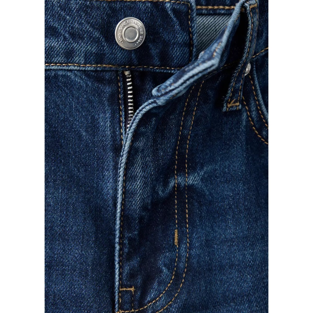 Jean droit taille normale bleu foncé, MANGO