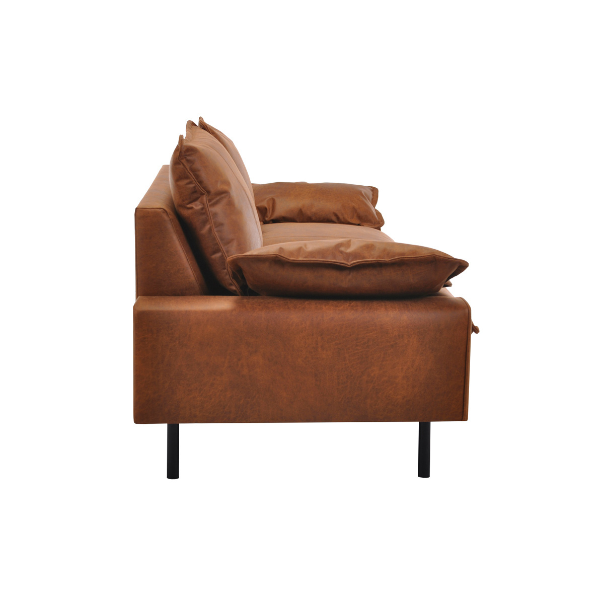 Canapé design 3 places pieds métal noir DORY marron, MILIBOO