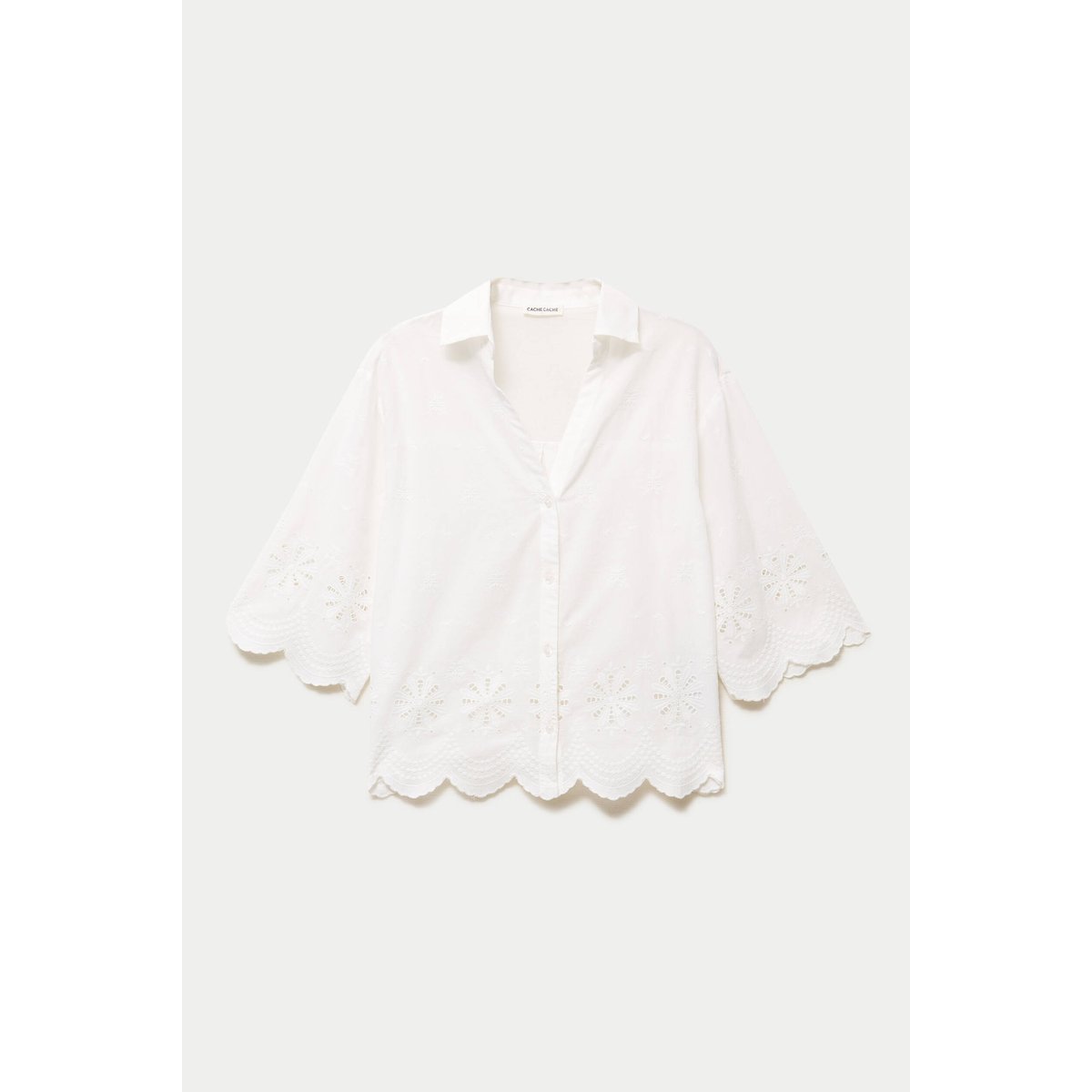 Chemise droite col classique manches 3/4 ecru, CACHE CACHE