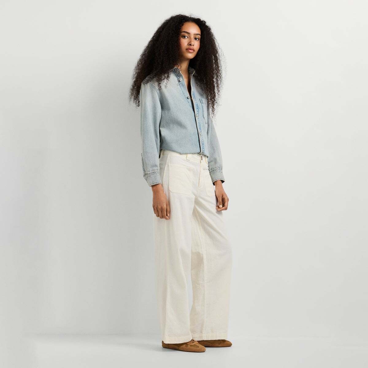Pantalon Cargo Coupe Large blanche mousse, PEPE JEANS
