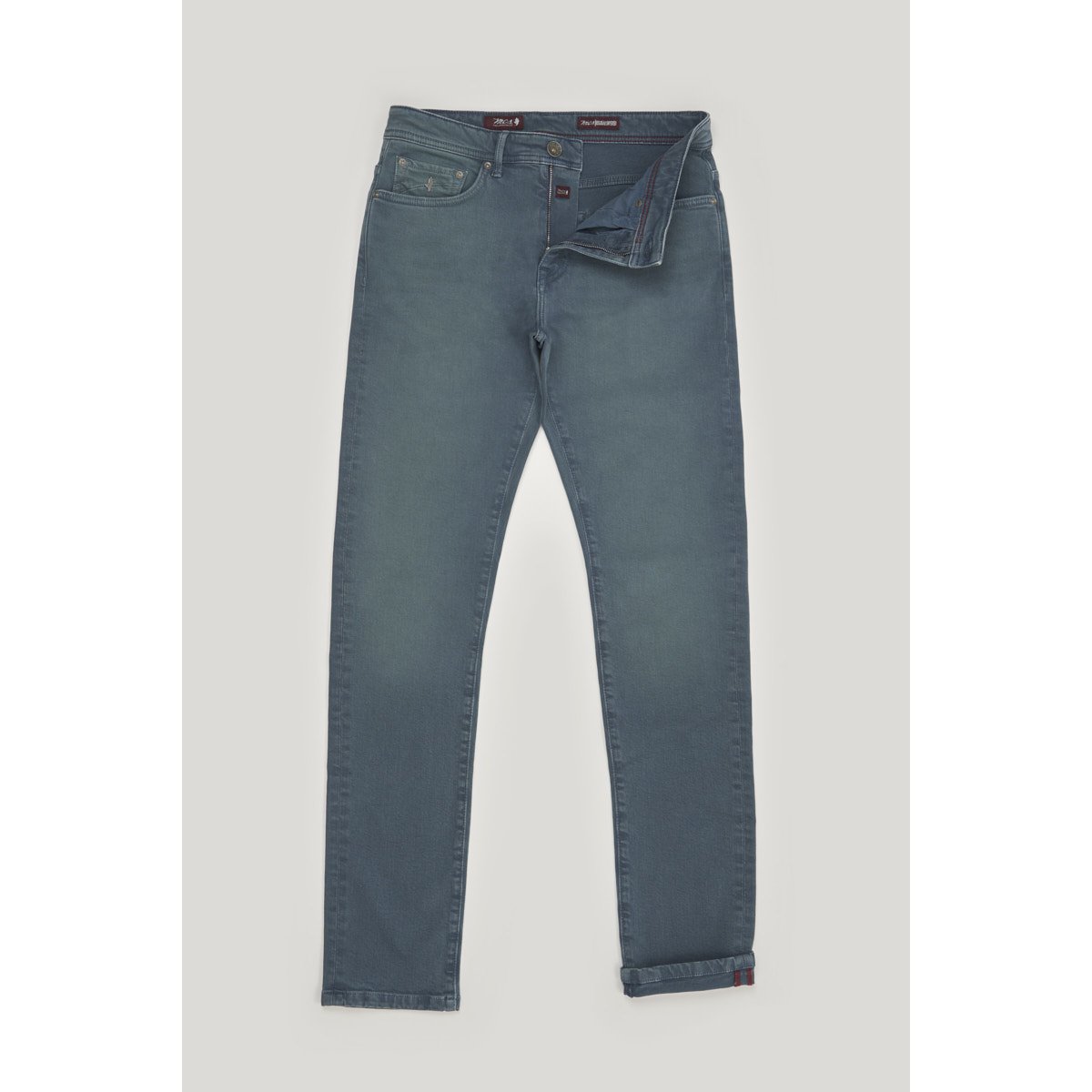Jean regular tapered stretch coloré bleu petrole, MCS