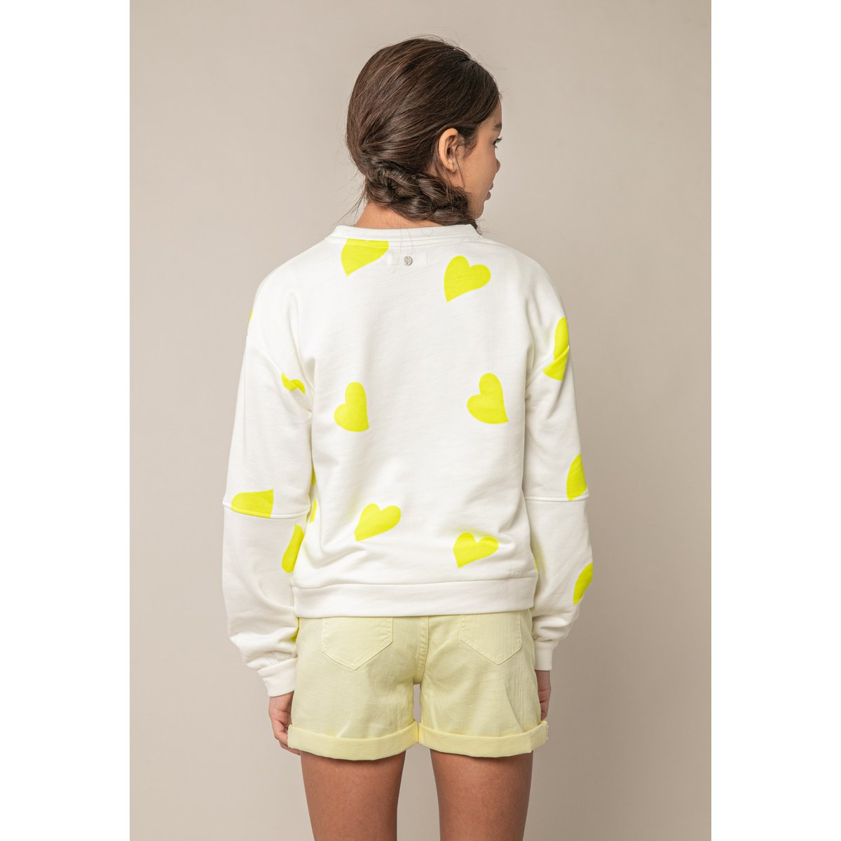 Sweat fille en coton doux MITSIE jaune fluo, DEELUXE