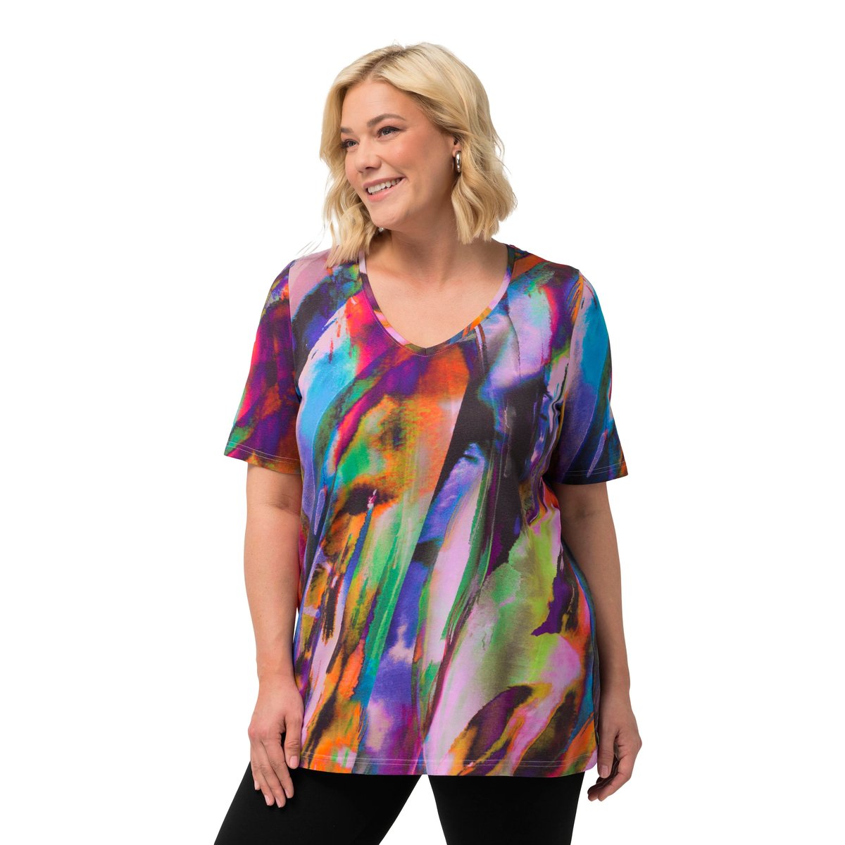 T-shirt long, dégradé de couleurs noir, ULLA POPKEN