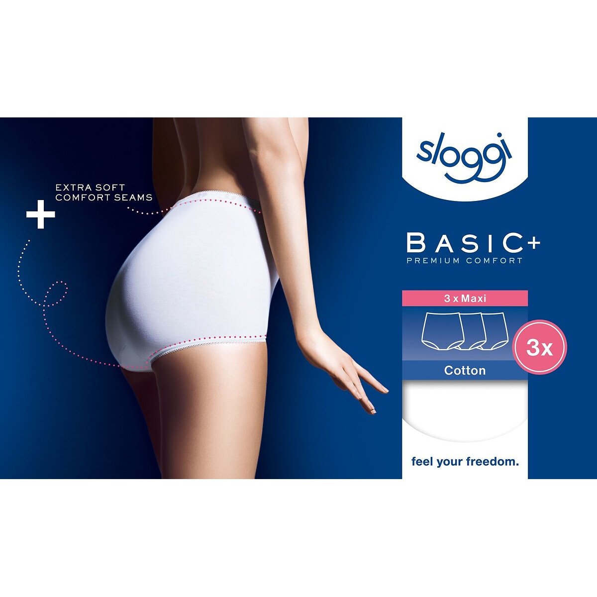 Confezione da 3 slip maxi Basic + bianco, SLOGGI
