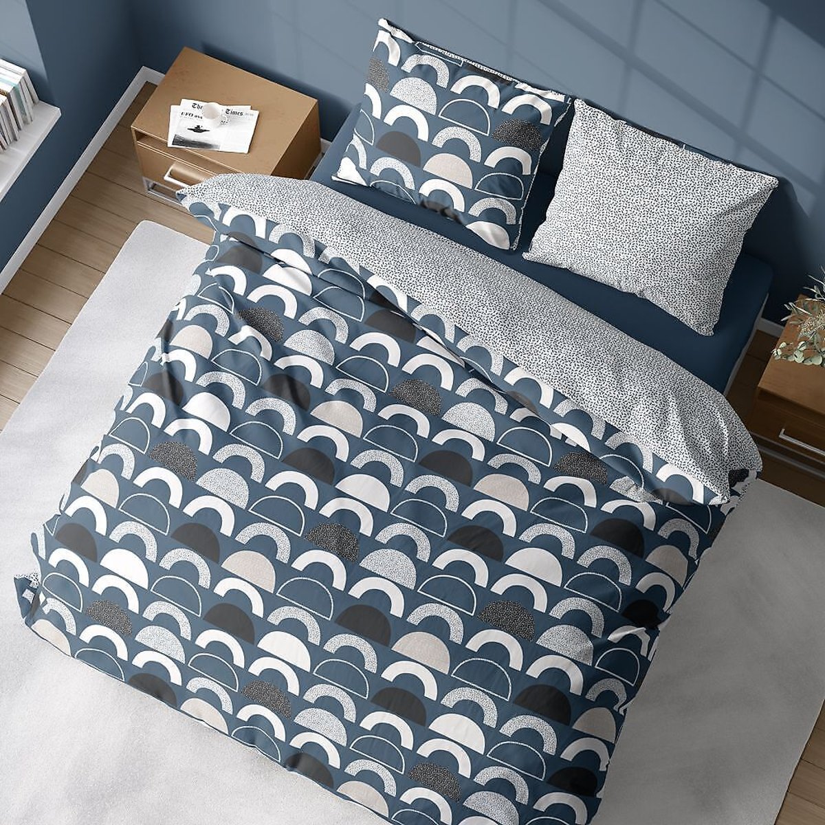 Parure housse de couette coton, Berlioz bleu, C DESIGN HOME TEXTILE