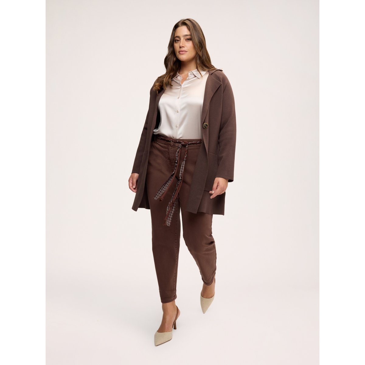 Manteau court avec ceinture marron, FIORELLA RUBINO