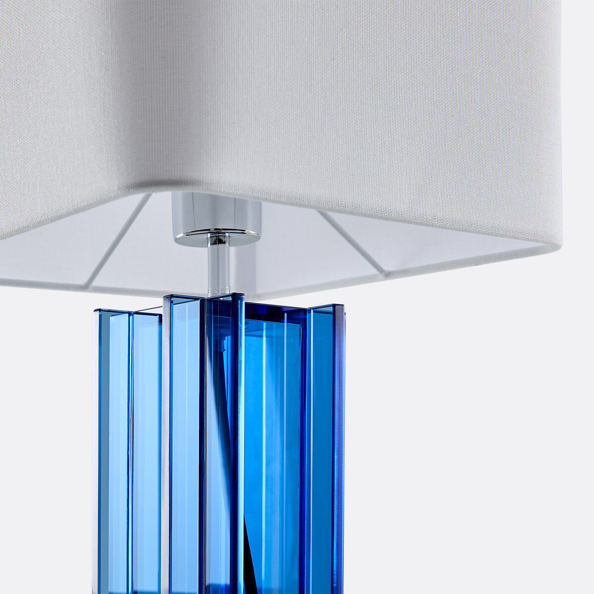 Bimo Table Lamp in Colourful Glass and Linen blue, LA REDOUTE INTERIEURS