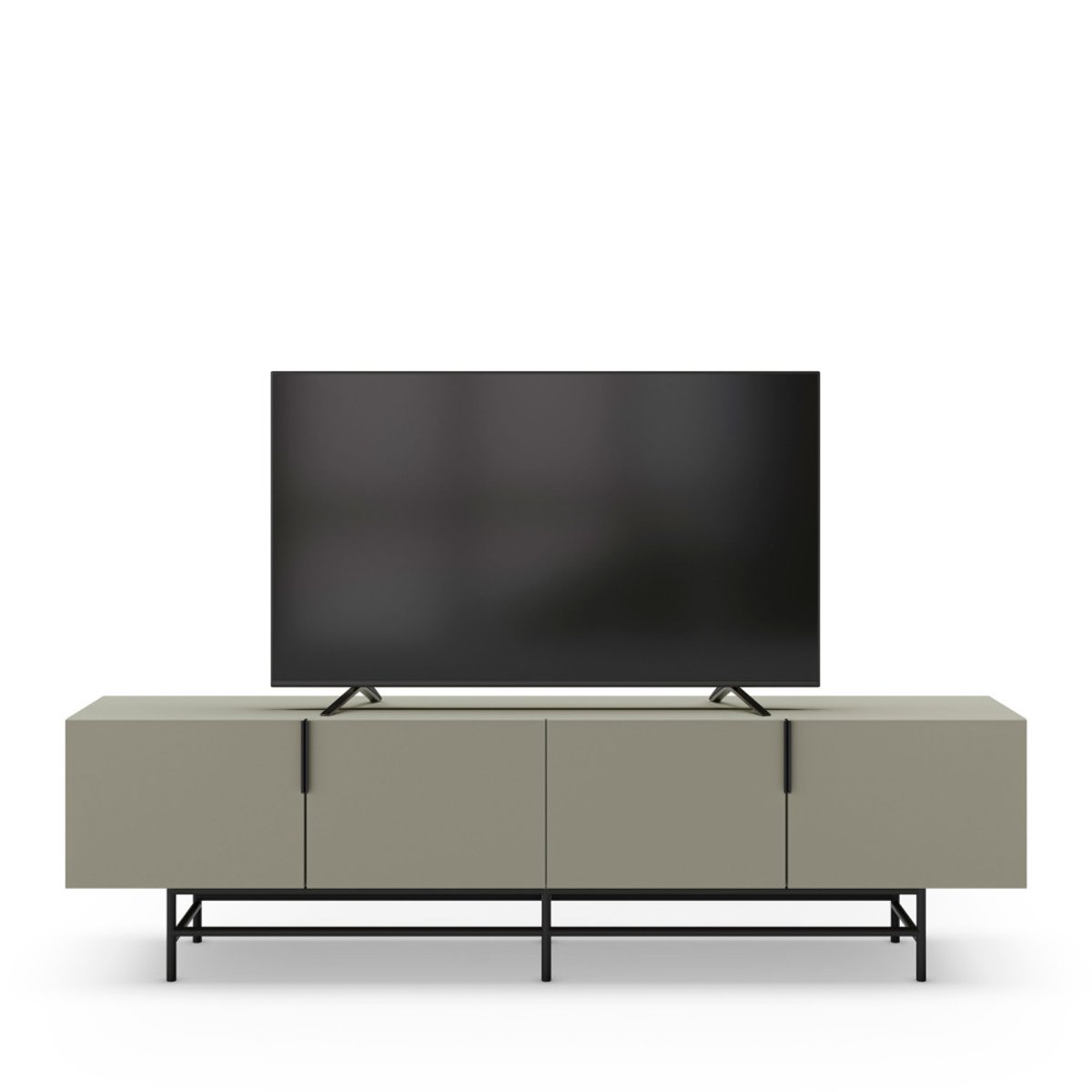 Meuble TV 4 portes en bois et métal L200cm- VINTARA vert amande, DRAWER