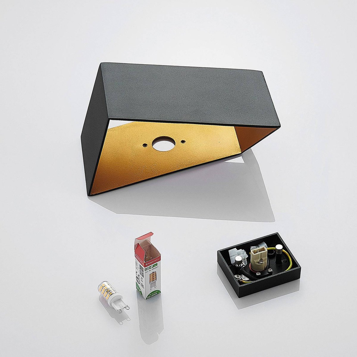 Applique en aluminium moderne, Assona noir, doré, ARCCHIO