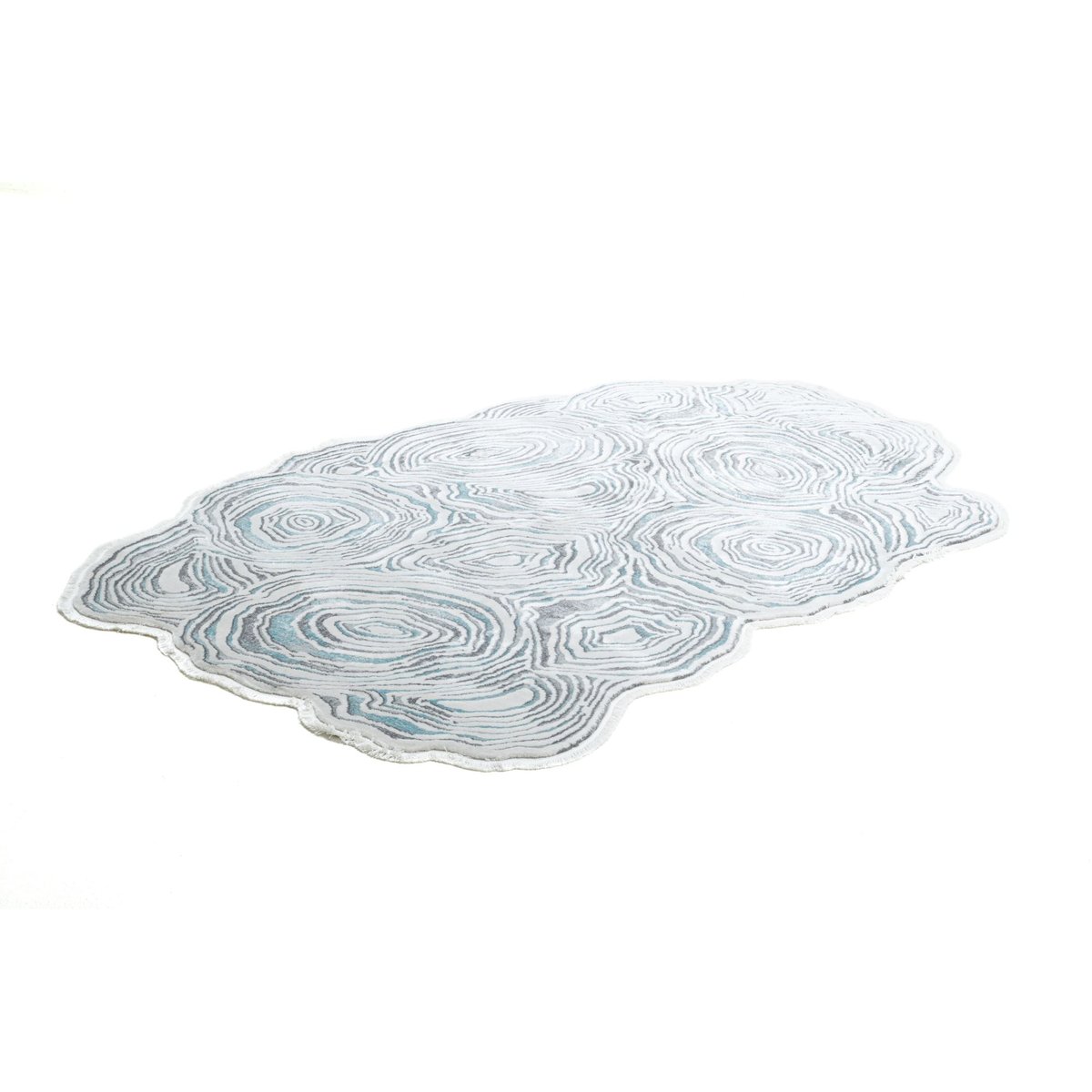 Tapis tissé à la machine en polyester blanc multi, THEKO