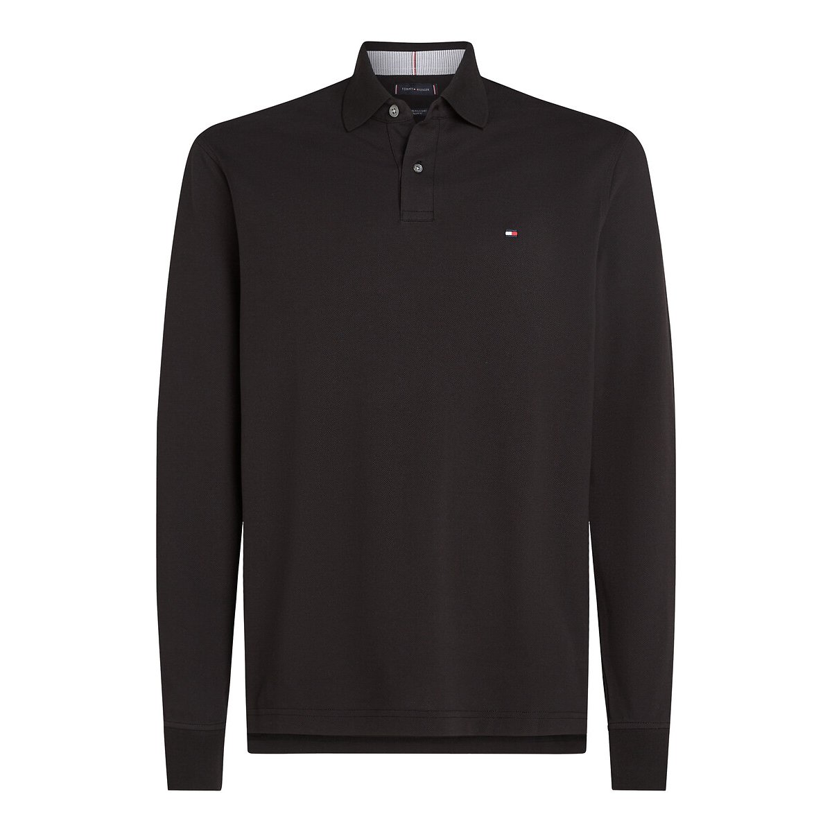 Rechte polo met lange mouwen, piqué tricot 1985 zwart, TOMMY HILFIGER