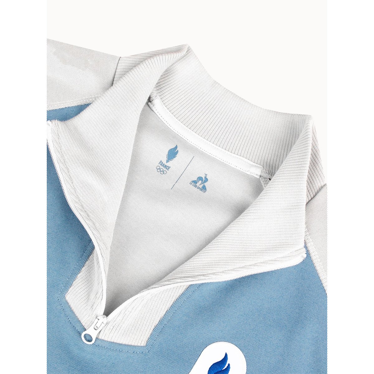 Polo col zippé Équipe de France Olympique 2026 Jeux Olympiques EQUIPE DE FRANCE ashley blue/marshmallow, LE COQ SPORTIF